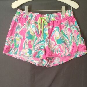 Lilly Pulitzer Pink Parrot Print Athletic Shorts